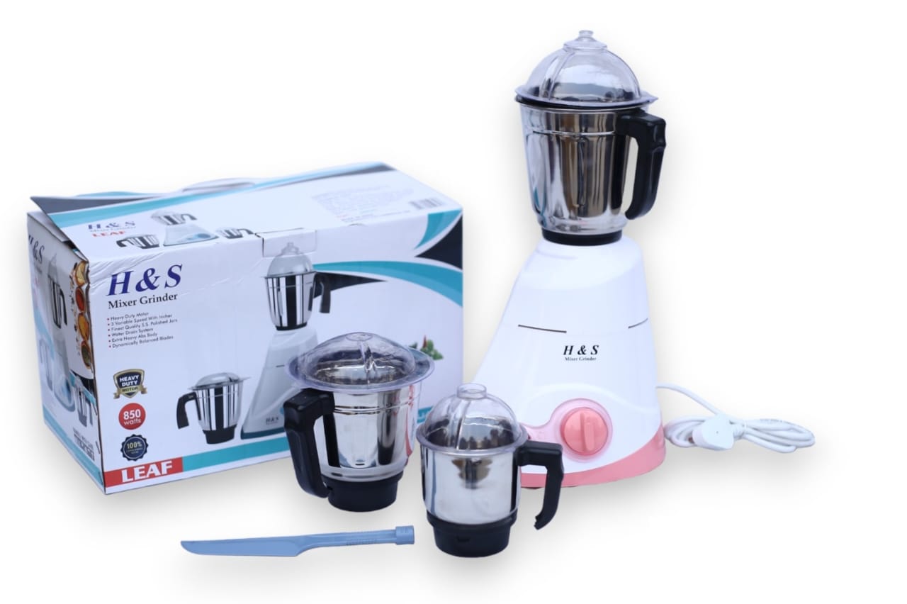 H&S মিক্সার গ্রাইন্ডার - ৮৫০ ওয়াটস হেভি ডিউটি মোটর সহ ৩টি স্টেইনলেস স্টিল জার